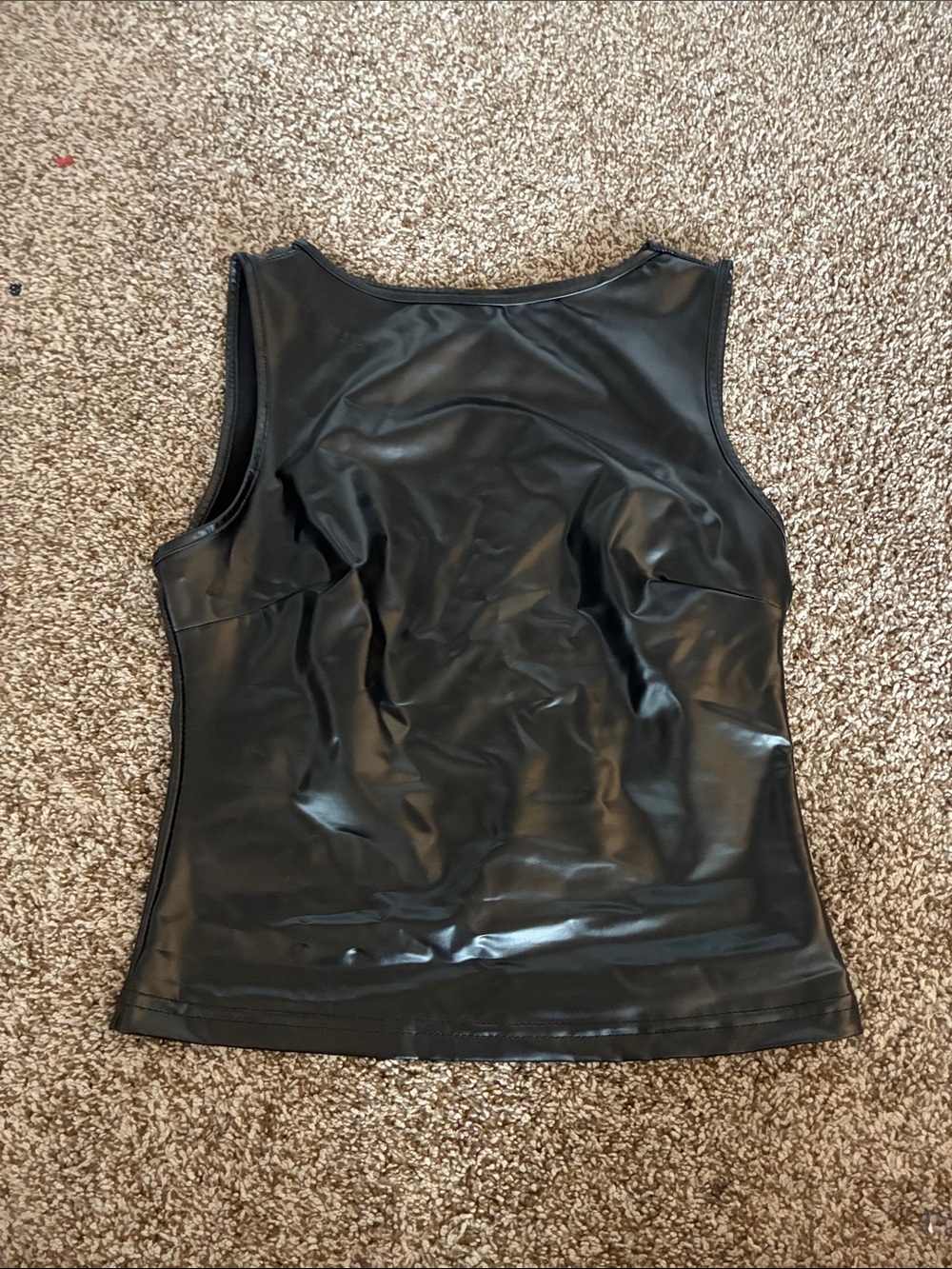 SHEIN Black Faux Leather Sleeveless Tank Top